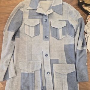 Women's Blue Patchwork Jacket